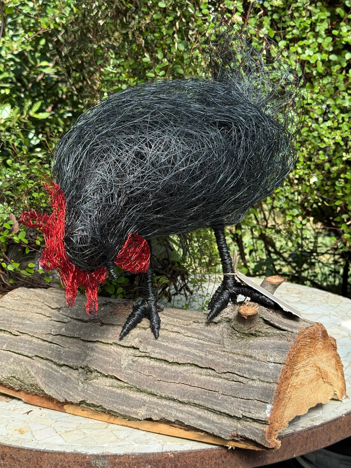 Huhn auf Baumstamm Nr. 5