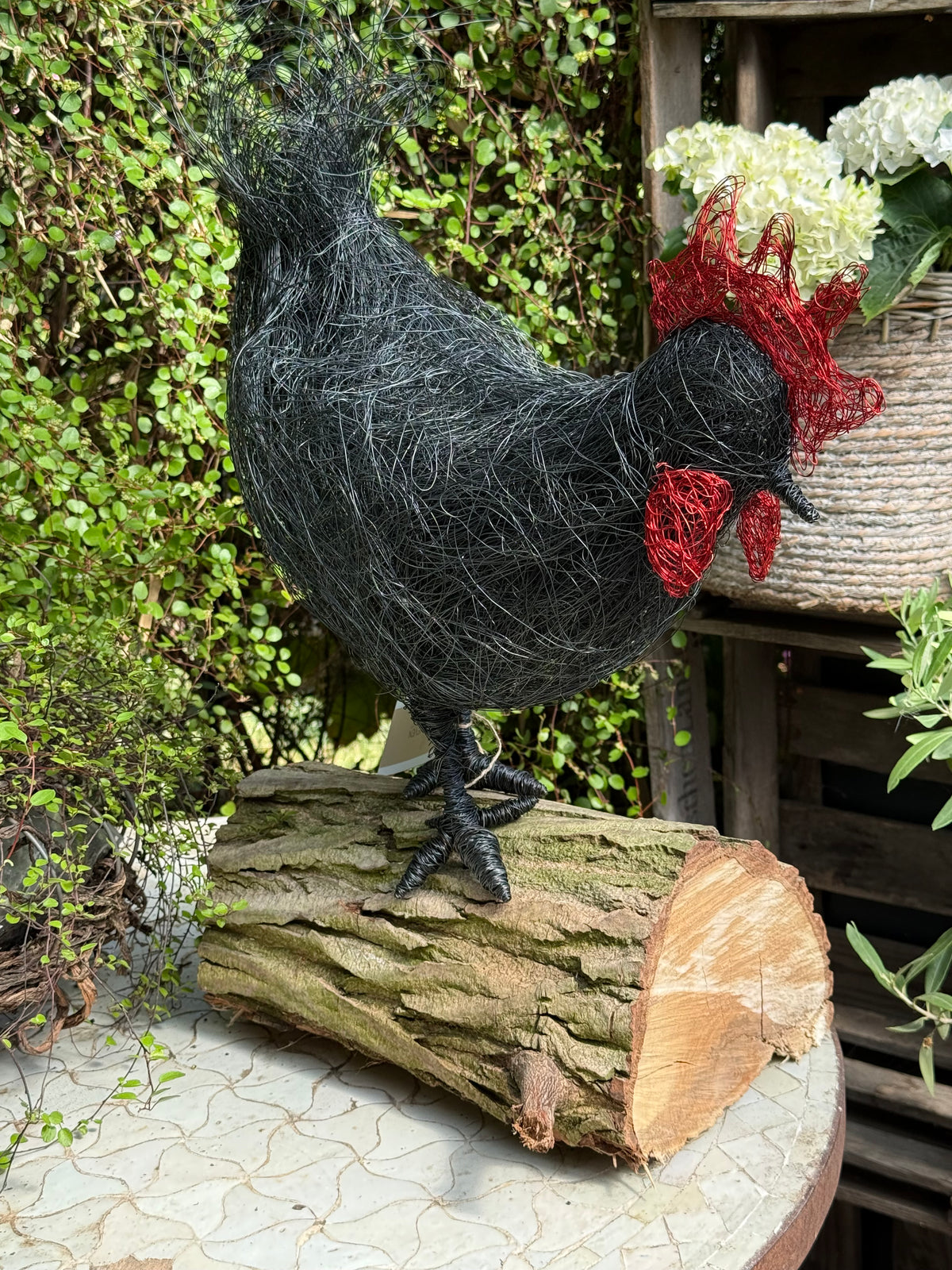 Huhn auf Baumstamm Nr. 1